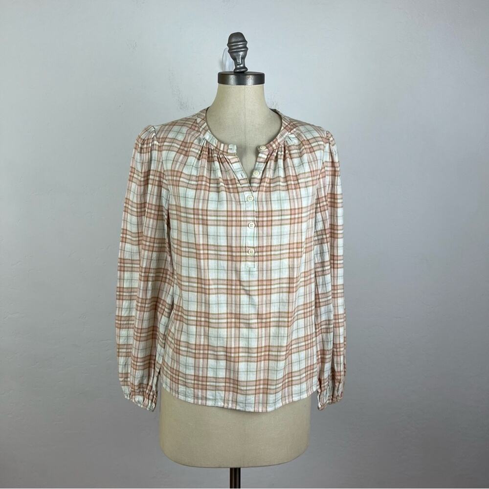 Reformation Jeans Plaid Popover Blouse